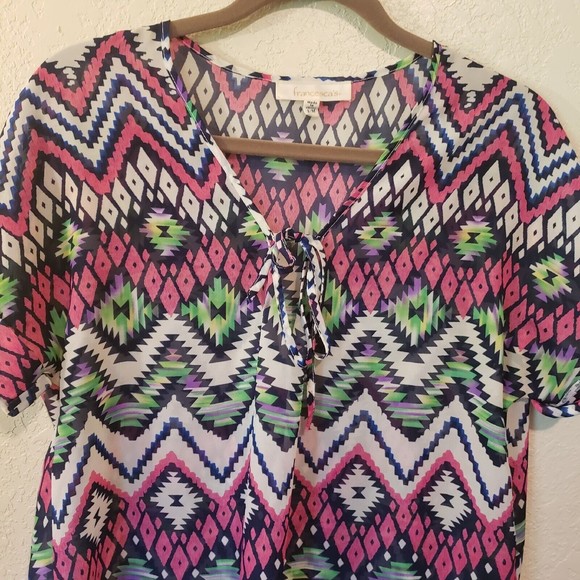 Francescas Colorful Ikat Design Swimsuit Coverup Size S/M - Picture 2 of 9